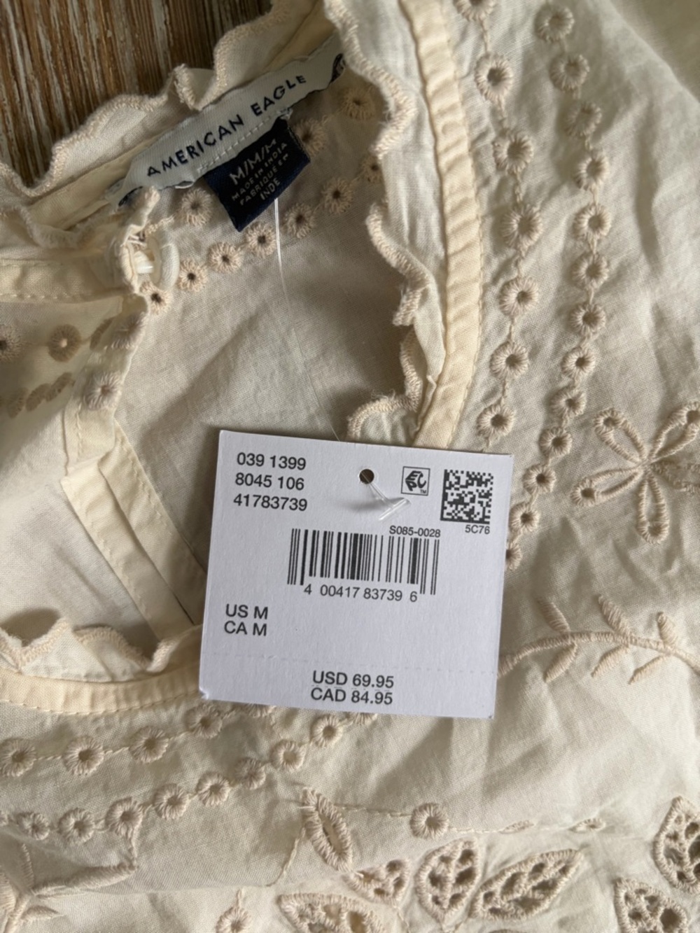 American Eagle Cream Embroidered Boho mini dress!